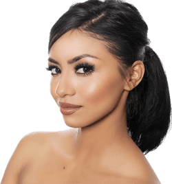 a woman wearing makeup who is smiling