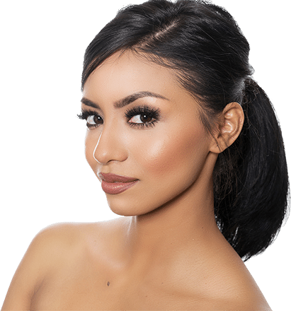 a woman wearing makeup who is smiling