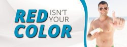 red isn't your color. man with sunscreen
